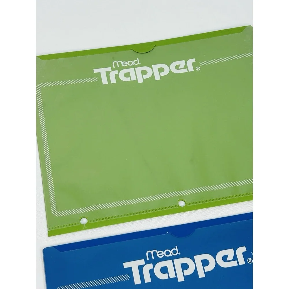 x4 Mead Trapper Pocket Folders Plastic Pink Green Red Blue